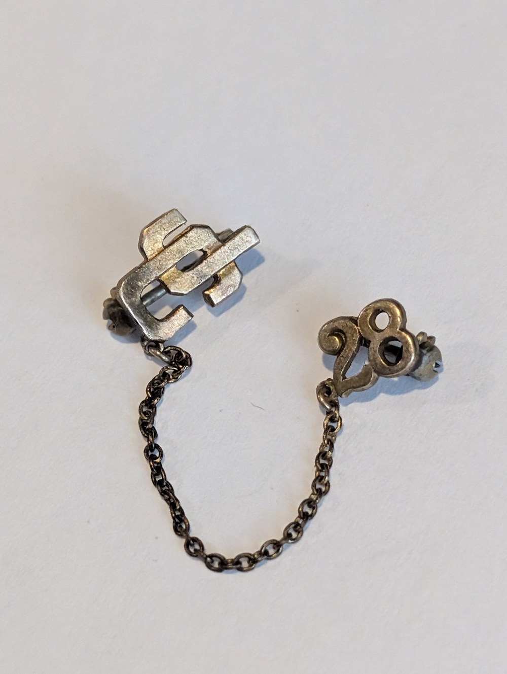 Antique Birks 1920's Monogram/School Lapel Pin - JC 28 - Gold Tone